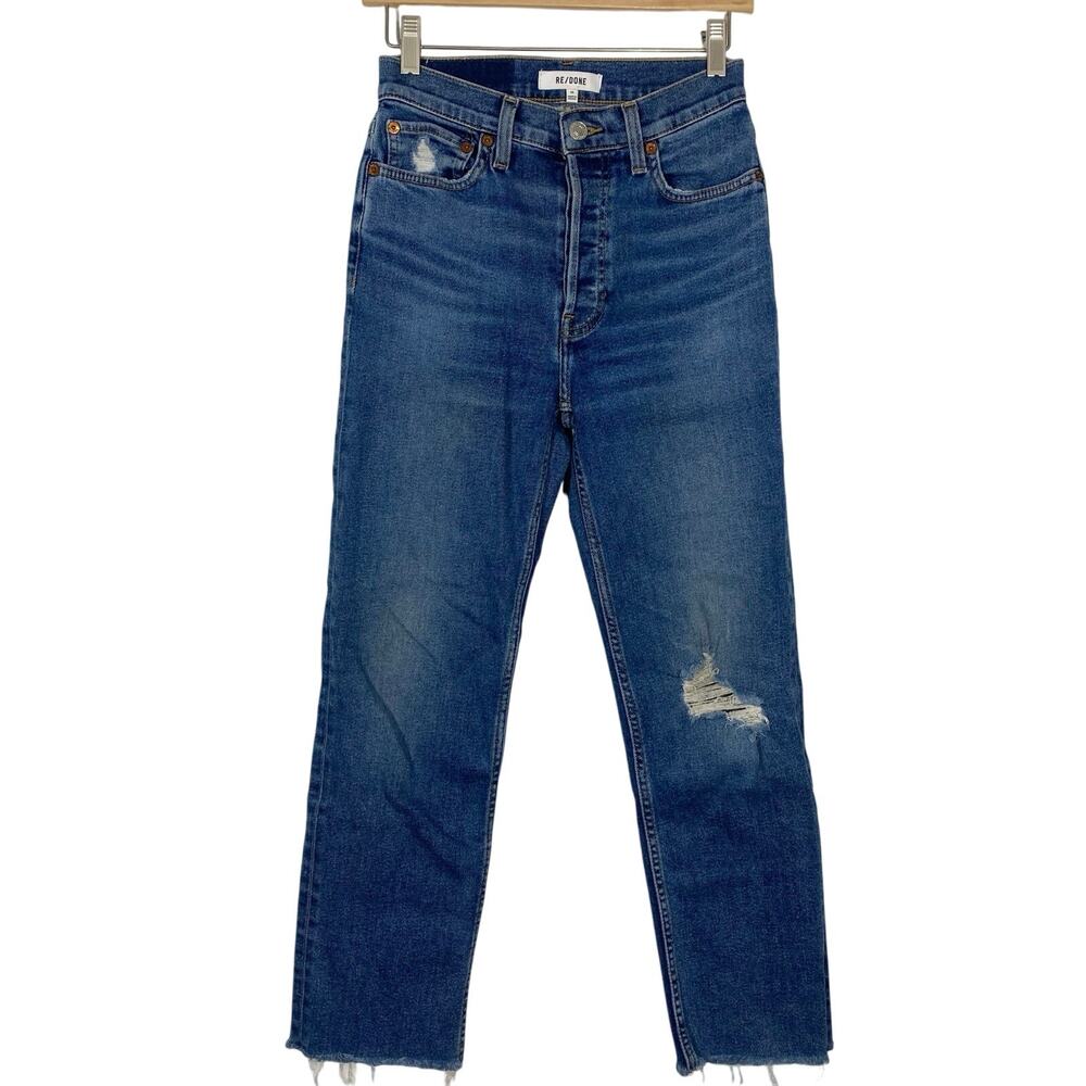 Re/Done 70’s Stove Pipe Jeans Women’s Size 25 Worn True Indigo Ankle Stretch